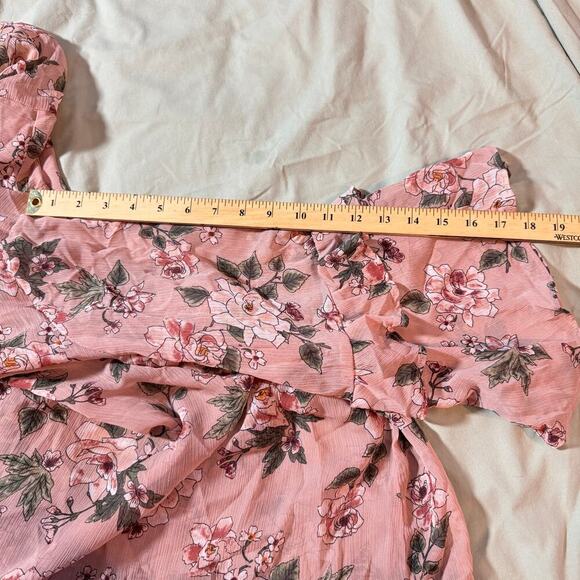 Torrid Women's Plus 3X Floral Print Chiffon Ruffle Bell Sleeve CrissCross Blouse - Picture 9 of 9